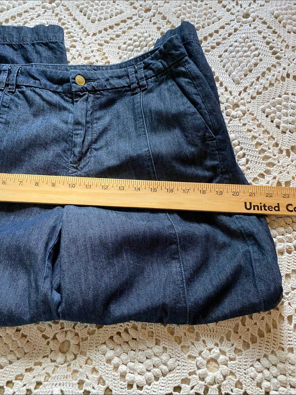 American Eagle size 4 petite convertible trouser jeans dark denim wide leg baggy - Picture 9 of 13